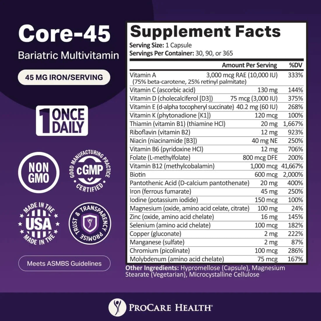 ProCare Health Core-45 Bariatric Multivitamin