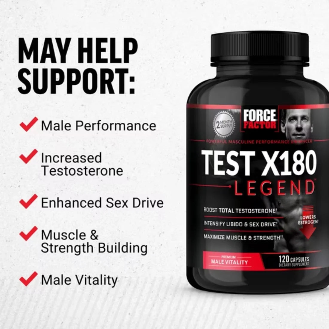 Force Factor Test X180 Legend Testosterone Booster – 120 Capsules ( Pack of 3 )