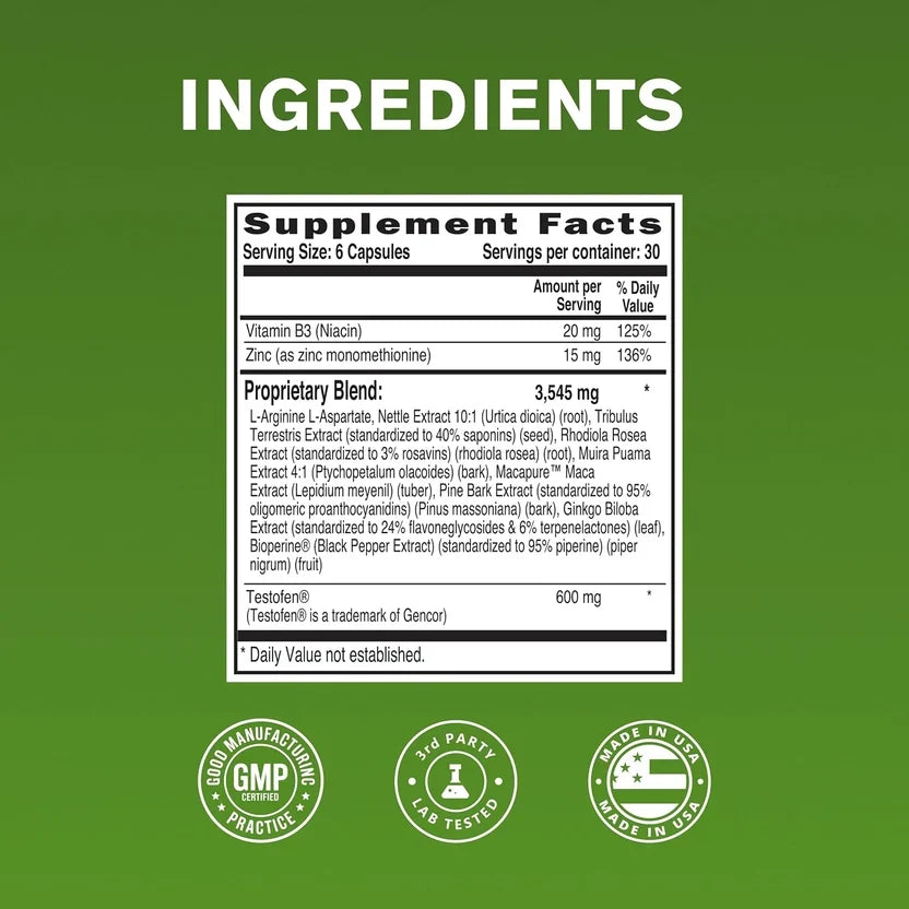 NaturalSlim Testosterin 180 Capsules