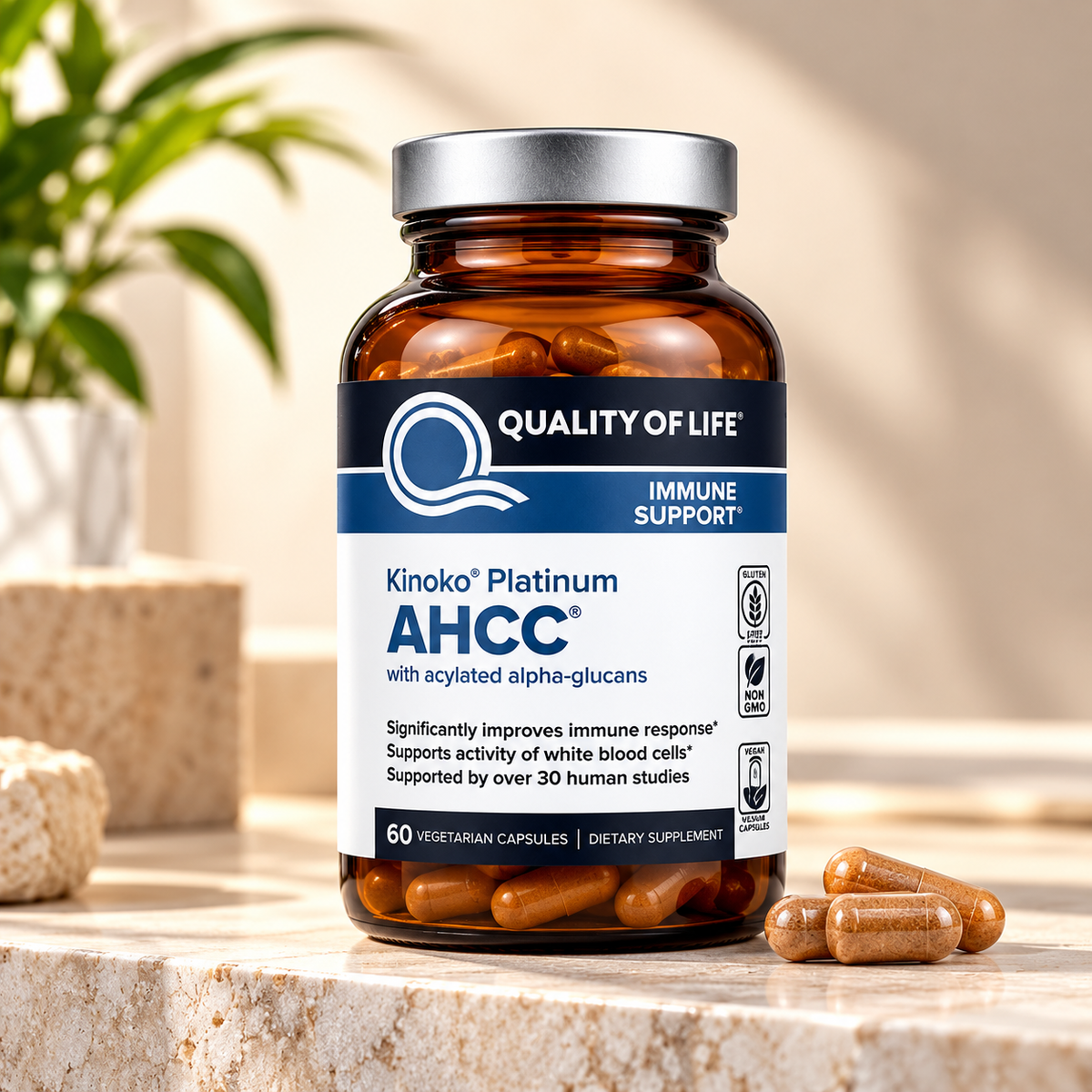 AHCC Immune Support 60 Vegicaps ( Pack of 5 )