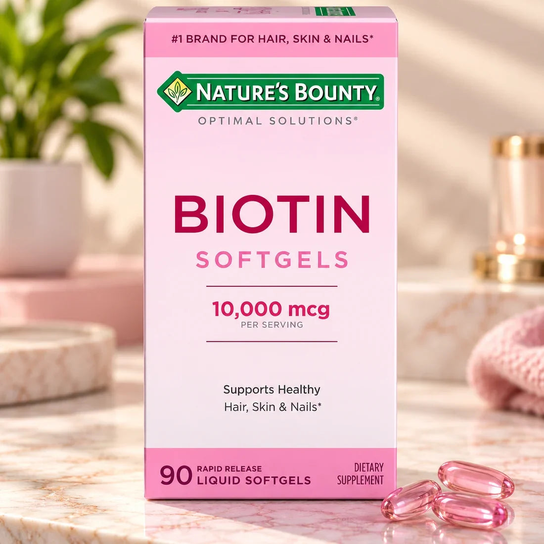 Nature's Bounty Hair Growth Supplement Biotin 90 Capsules Pack of 5