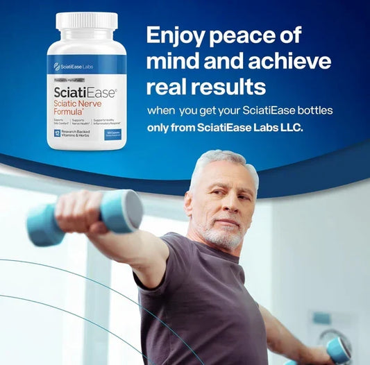 SciatiEase Sciatic Nerve Health Support Supplement - Nerve Support Formula with AlphaPalm, Pea, Vitamin B Complex, Alpha Lipoic Acid 300mg - 3 Bottles