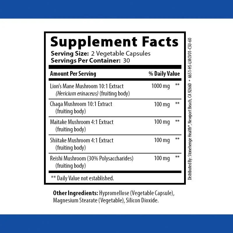 Stonehenge Dynamic Mushrooms Supplement – 60 Capsules