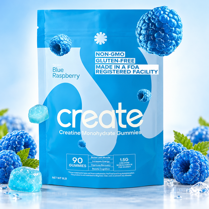 Create Creatine Monohydrate Gummies – Blue Raspberry, 90 Count