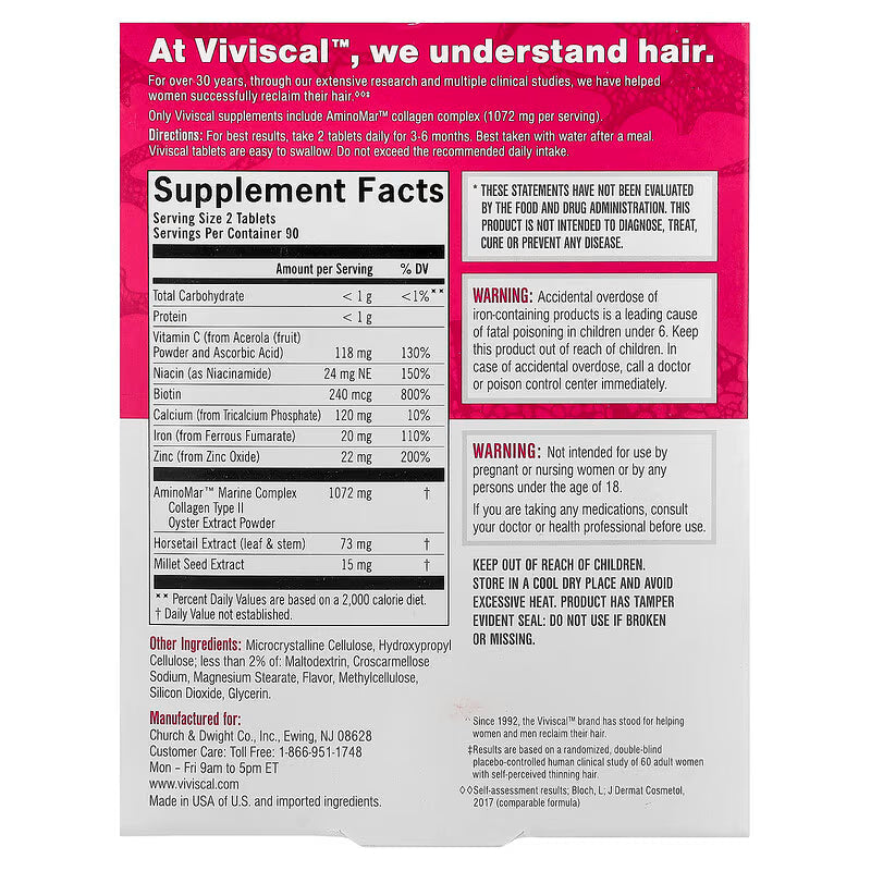 Viviscal Hair Growth Supplement 180 Tablets