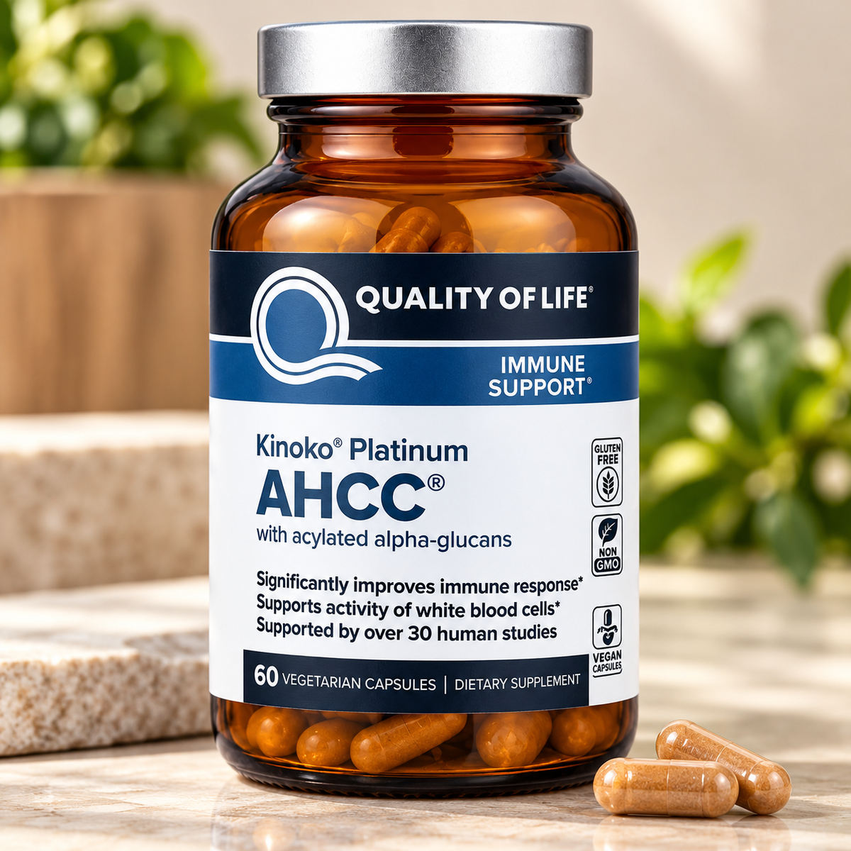 AHCC Immune Support 60 Vegicaps ( Pack of 3 )