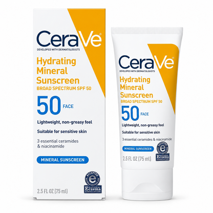 CeraVe Hydrating Mineral Sunscreen SPF 50 Face Lotion