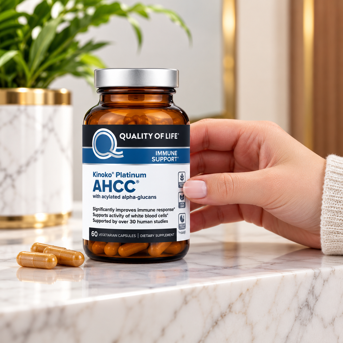 AHCC Immune Support 60 Vegicaps ( Pack of 5 )